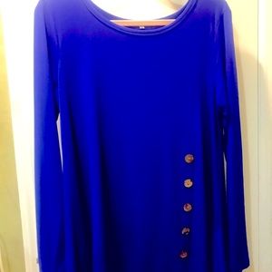 Top royal blue swing top with button detail